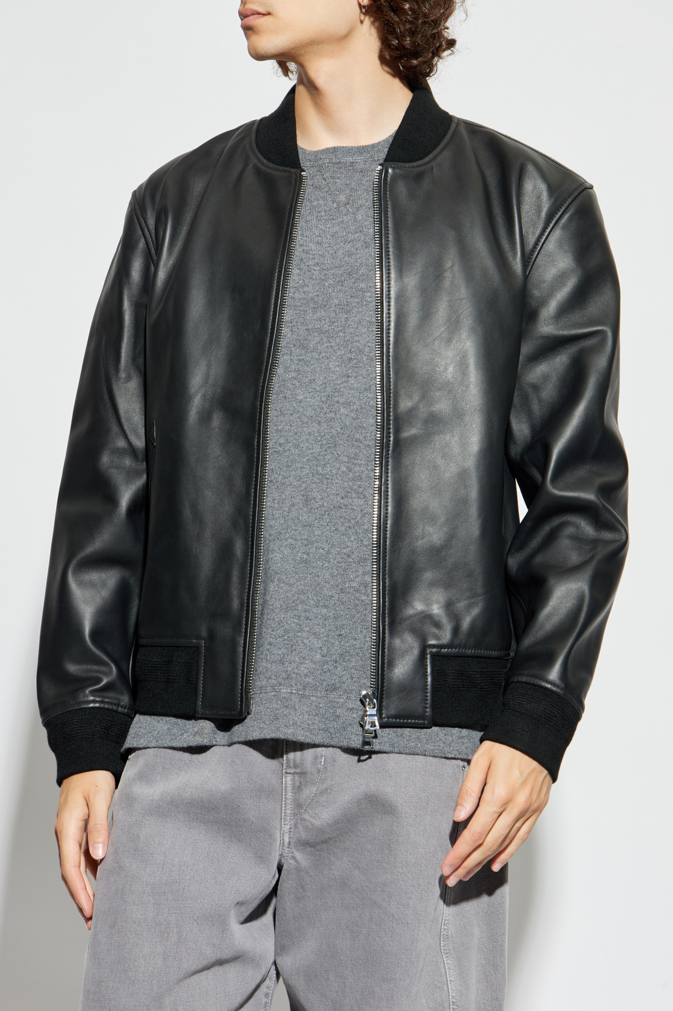 Officine Generaleレザージャケット Officine Générale - Cesar Leather Bomber Jacket - Black